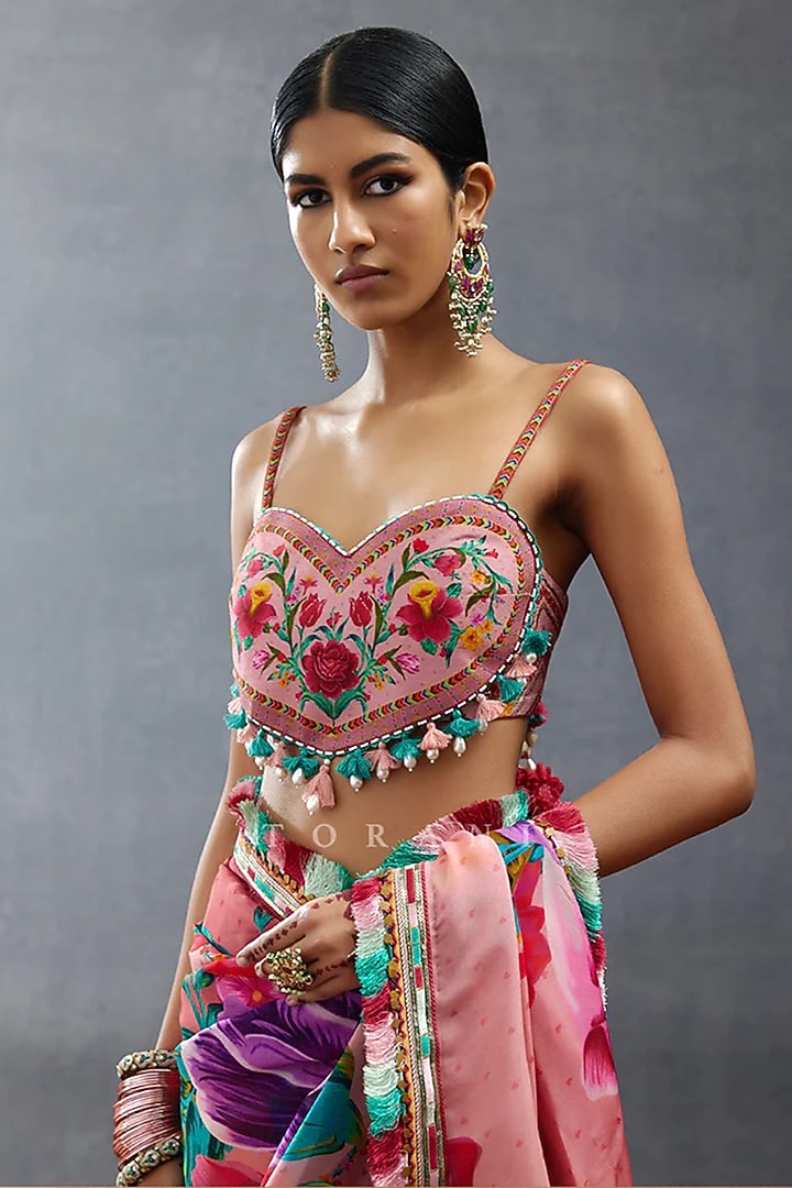 Pink Jeni Silk Digital Printed Bralette by TORANI at Pernia's Pop Up Shop