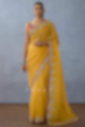 Yellow Organza Embroidered Wedding Saree by TORANI at Pernia's Pop Up Shop