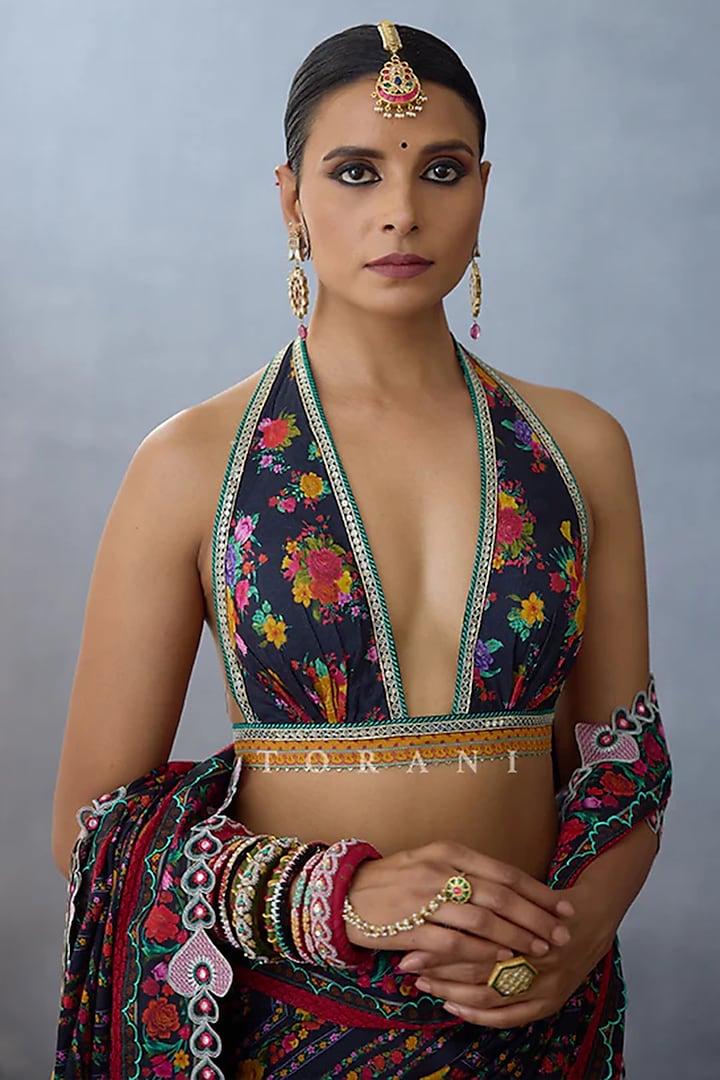 Black Slub Silk Blouse by TORANI at Pernia's Pop Up Shop