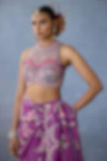 Purple Butterfly Net Embroidered Blouse by TORANI at Pernia's Pop Up Shop