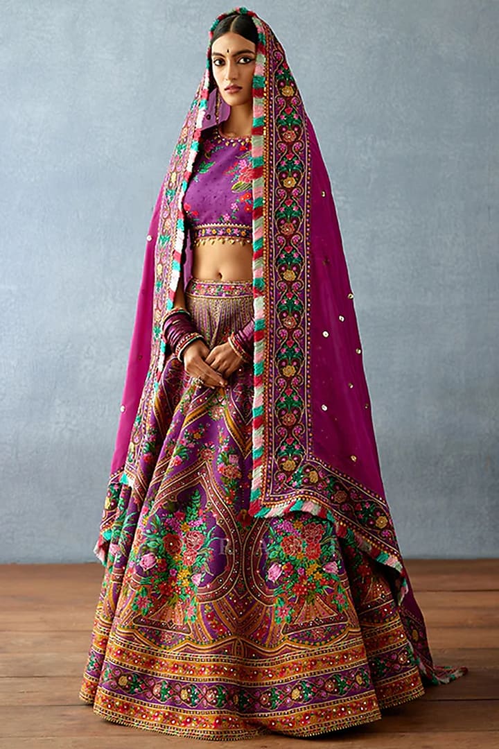Purple Organza Bridal Lehenga Set by TORANI at Pernia's Pop Up Shop