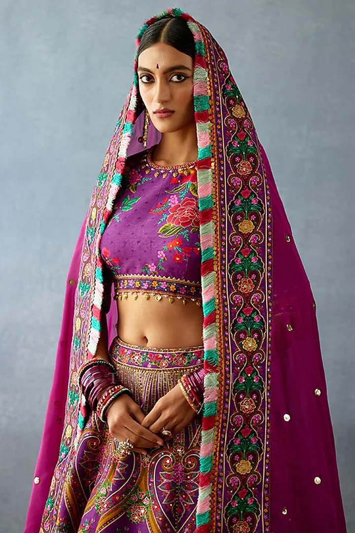 Purple Organza Bridal Lehenga Set by TORANI at Pernia's Pop Up Shop
