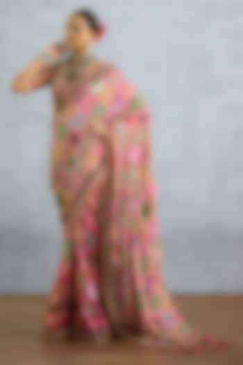 Multi-Colored Diamond Silk Patola Printed Bridal Saree by TORANI at Pernia's Pop Up Shop