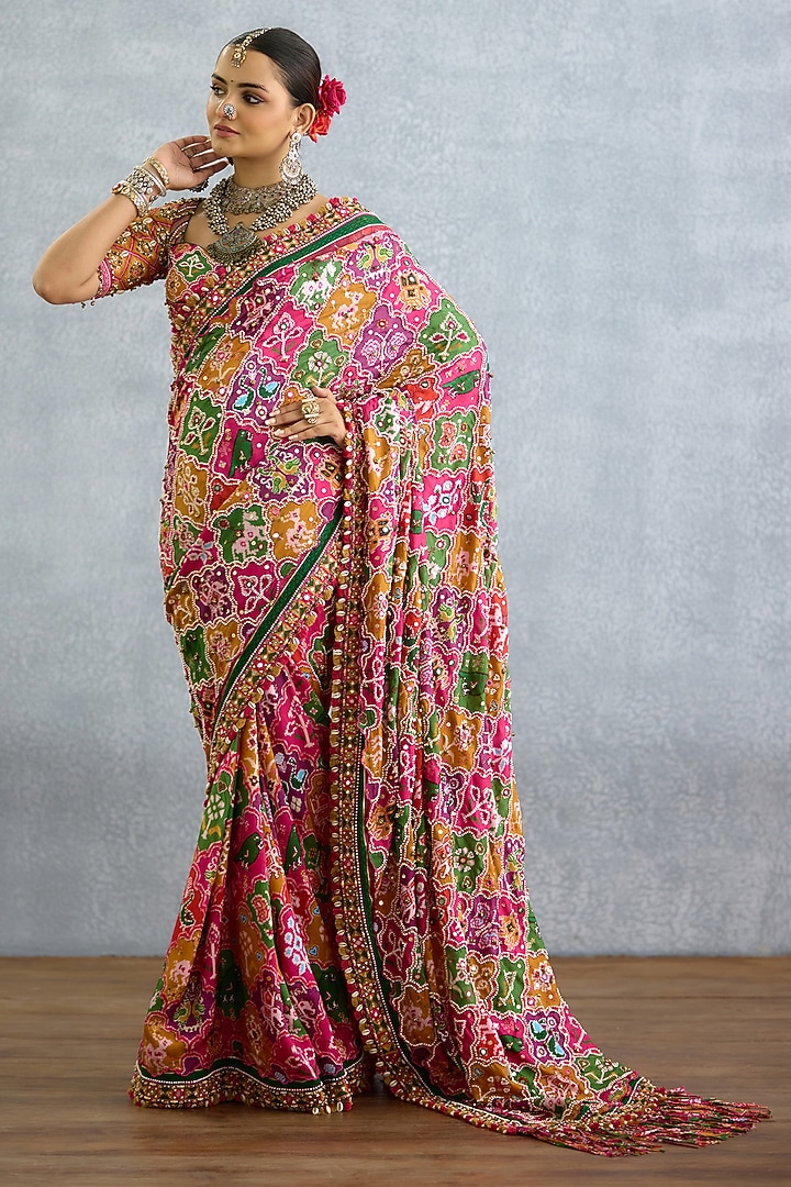 Multi-Colored Diamond Silk Patola Printed Bridal Saree by TORANI at Pernia's Pop Up Shop
