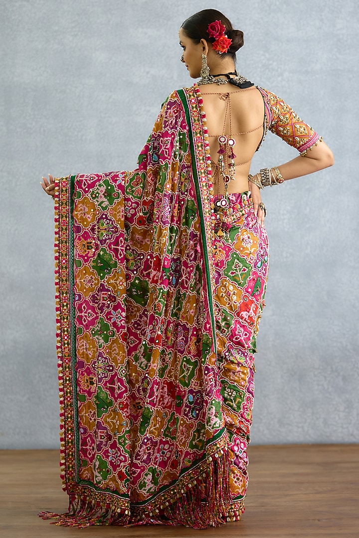 Multi-Colored Diamond Silk Patola Printed Bridal Saree by TORANI at Pernia's Pop Up Shop