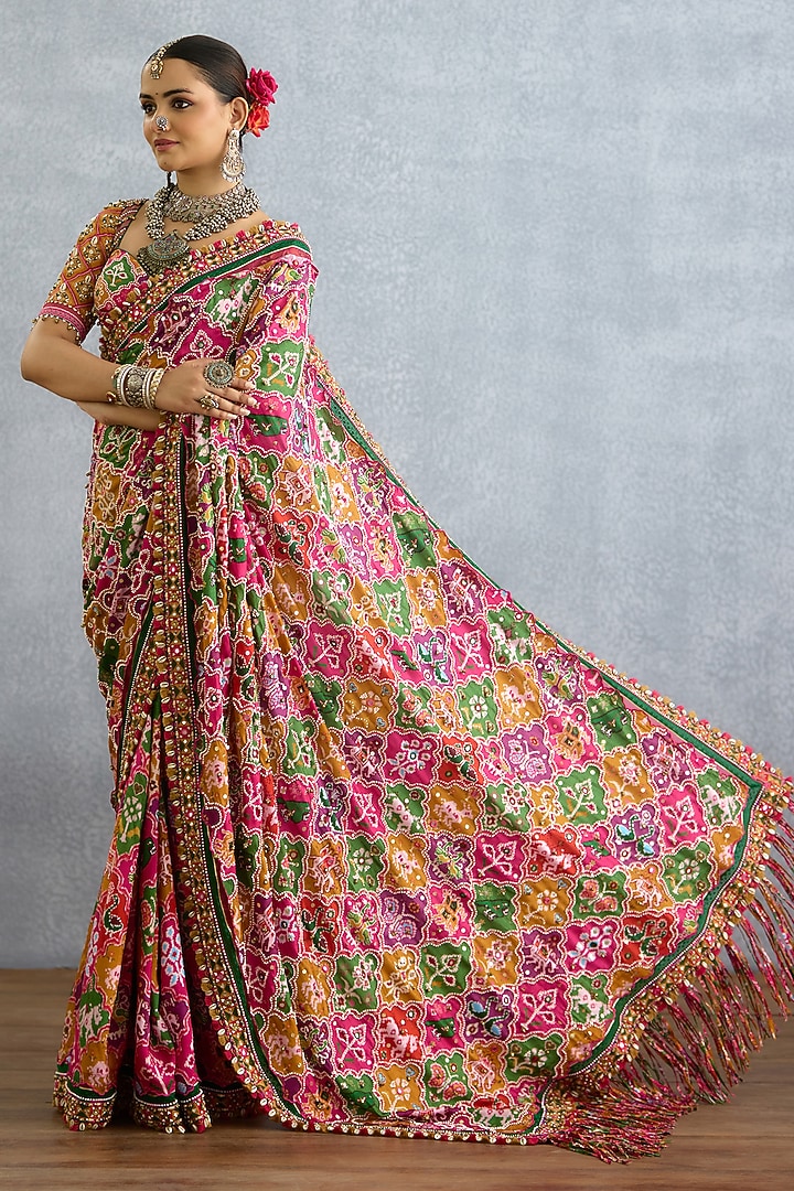 Multi-Colored Diamond Silk Patola Printed Bridal Saree by TORANI at Pernia's Pop Up Shop