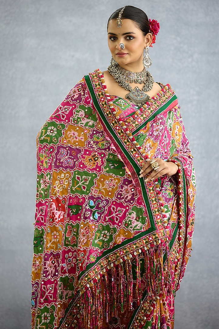 Multi-Colored Diamond Silk Patola Printed Bridal Saree by TORANI at Pernia's Pop Up Shop