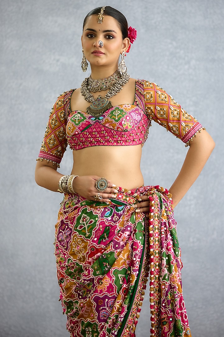 Multi-Colored Diamond Silk Patola Printed Blouse by TORANI at Pernia's Pop Up Shop