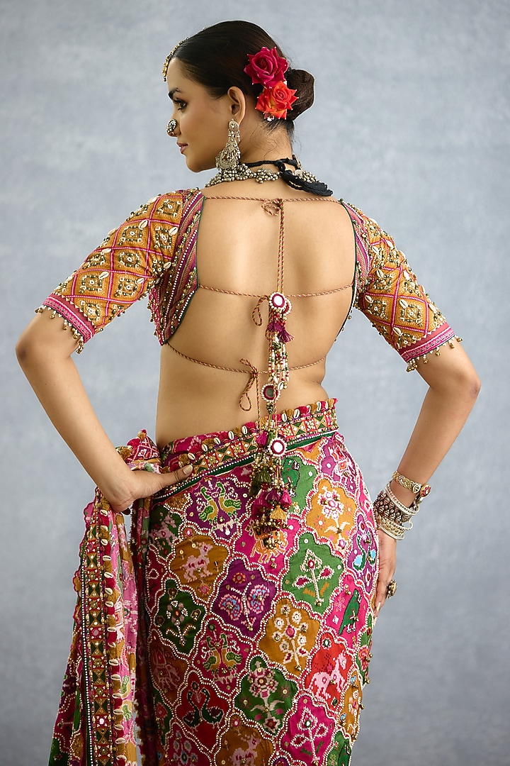 Multi-Colored Diamond Silk Patola Printed Blouse by TORANI at Pernia's Pop Up Shop