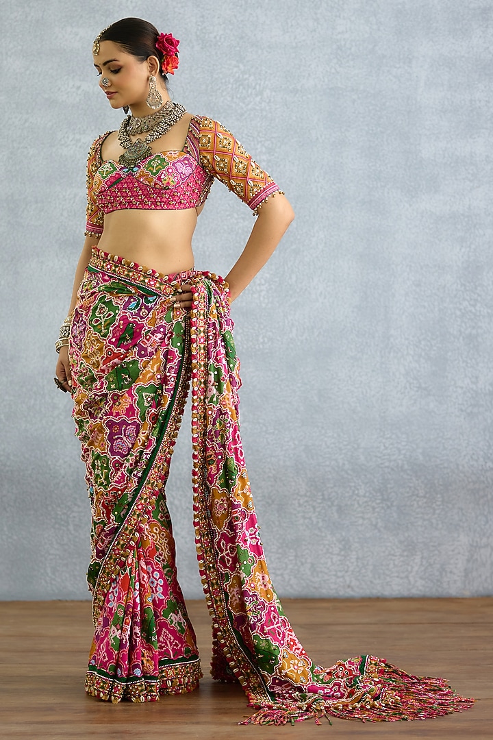 Multi-Colored Diamond Silk Patola Printed Blouse by TORANI at Pernia's Pop Up Shop