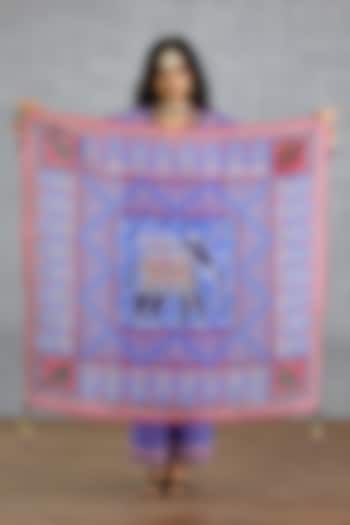 Blue Organza Motif Printed Scarf by TORANI at Pernia's Pop Up Shop