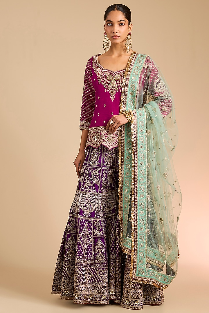 Purple Jeni Silk Bridal Sharara Set by Torani at Pernia's Pop Up Shop