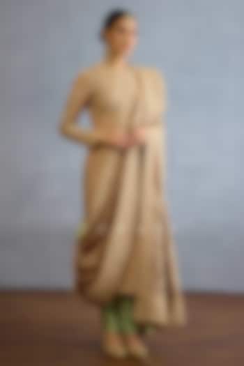 Beige Jeni Silk & Brocade Embroidered Kurta Set by TORANI at Pernia's Pop Up Shop