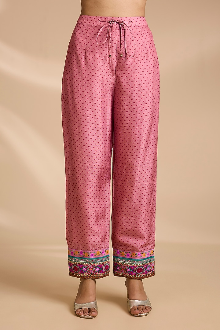 Pink Slub Silk Digital Printed Kurta Set by TORANI at Pernia's Pop Up Shop