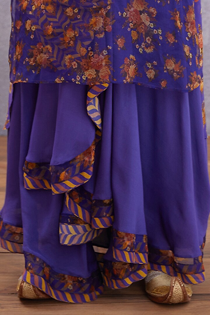 Amethyst Purple Handwoven Chanderi & Pure SIlk Organza Printed Kurta Set by Torani Men at Pernia's Pop Up Shop