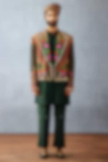 Green Jeni Silk Digital Printed Jacket Set by Torani Men at Pernia's Pop Up Shop