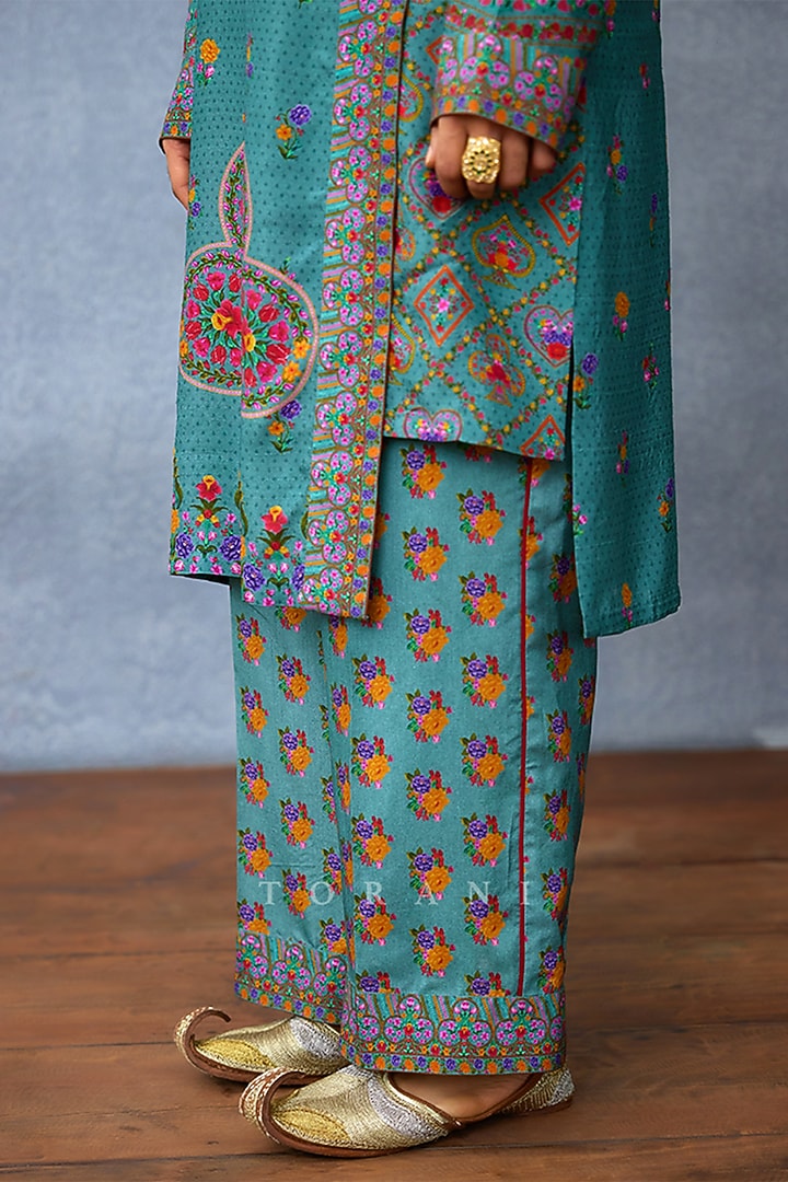 Aqua Jeni Silk Digital Printed Kurta Set by Torani Men at Pernia's Pop Up Shop