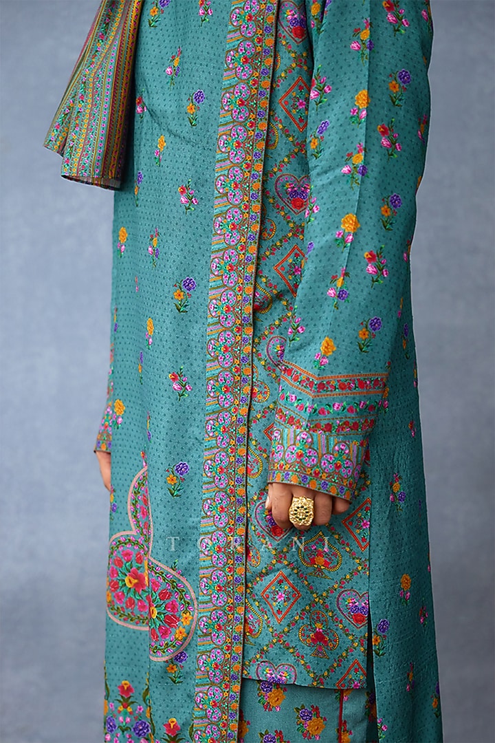 Aqua Jeni Silk Digital Printed Kurta Set by Torani Men at Pernia's Pop Up Shop