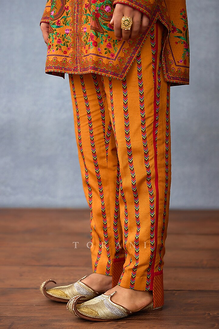 Yellow Jeni Silk Digital Printed Kurta Set by Torani Men at Pernia's Pop Up Shop