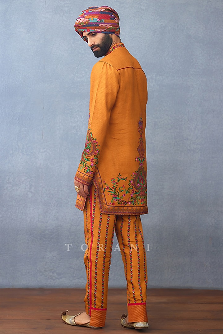 Yellow Jeni Silk Digital Printed Kurta Set by Torani Men at Pernia's Pop Up Shop