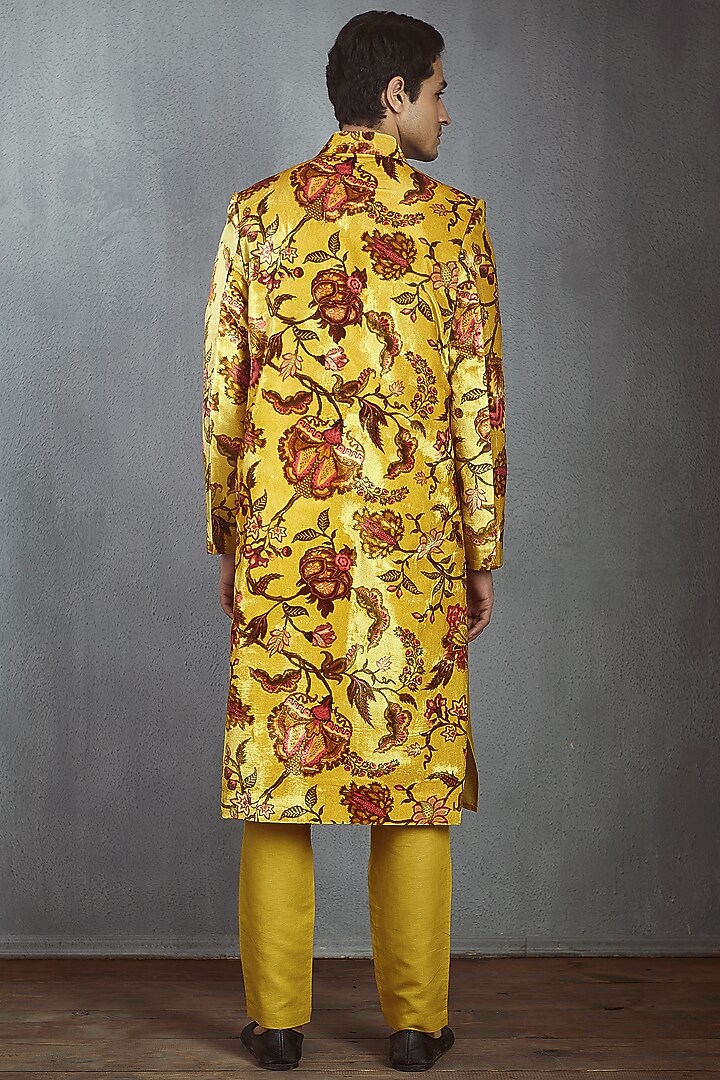 Yellow Chintz Printed Jacket by Torani Men at Pernia's Pop Up Shop