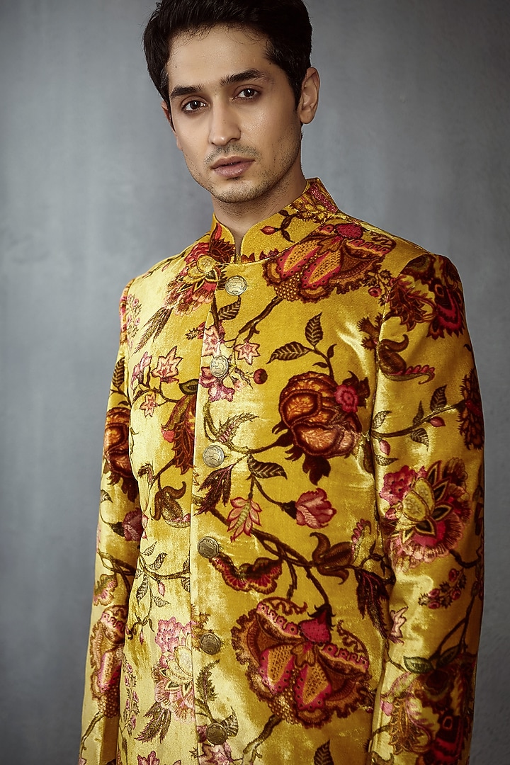 Yellow Chintz Printed Jacket by Torani Men at Pernia's Pop Up Shop