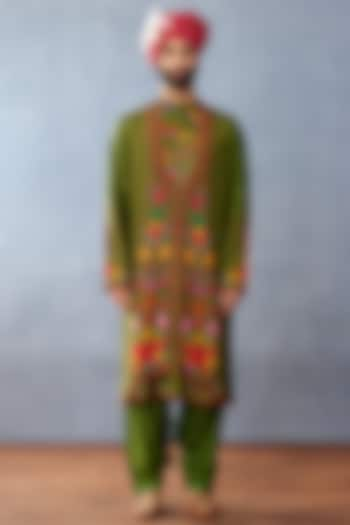 Green Jeni Silk & Cotton Silk Digital Printed Kurta Set by Torani Men at Pernia's Pop Up Shop