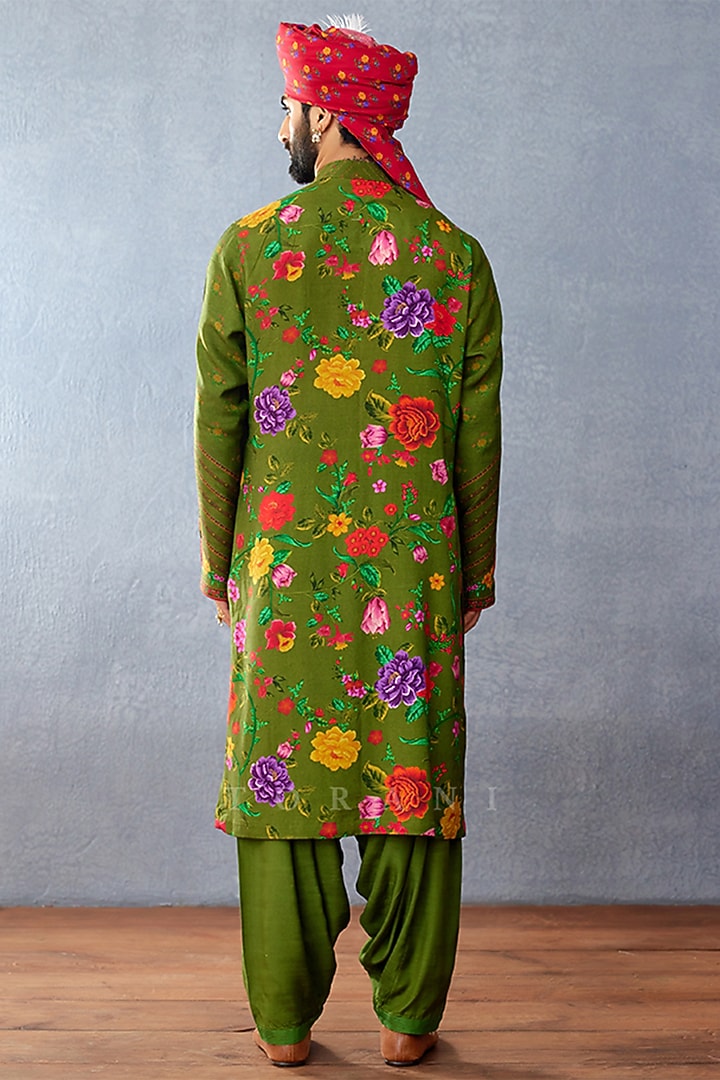 Green Jeni Silk & Cotton Silk Digital Printed Kurta Set by Torani Men at Pernia's Pop Up Shop