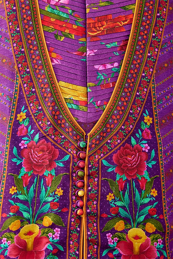 Purple Jeni Silk & South Silk Slub Digital Printed Kurta Set by Torani Men at Pernia's Pop Up Shop
