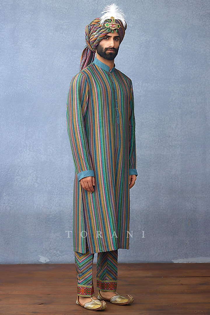 Multi-Colored Jeni Silk Digital Printed Bundi Jacket Set by Torani Men at Pernia's Pop Up Shop
