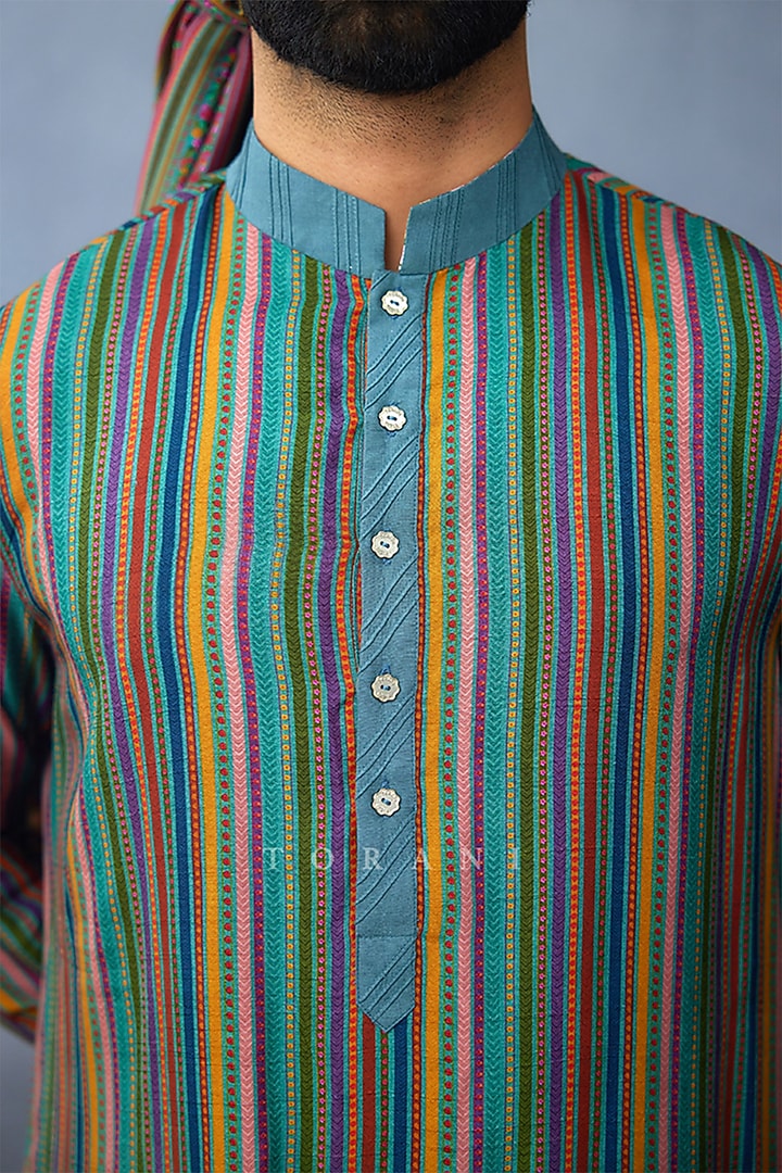 Multi-Colored Jeni Silk Digital Printed Bundi Jacket Set by Torani Men at Pernia's Pop Up Shop