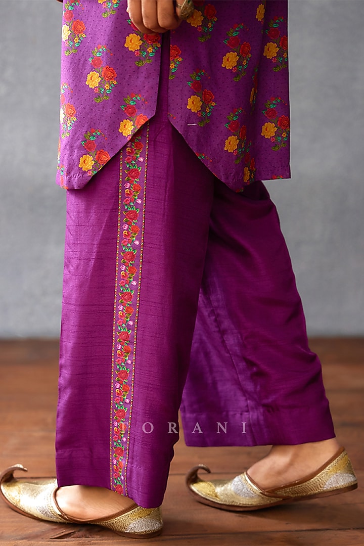 Purple Jeni Silk & Muslin Silk Jacket Set by Torani Men at Pernia's Pop Up Shop