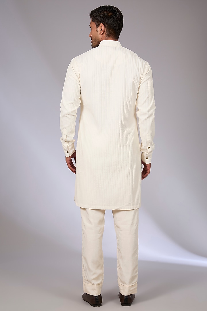 Ivory Cotton Silk & South Silk Slub Bundi Jacket Set by Torani Men at Pernia's Pop Up Shop