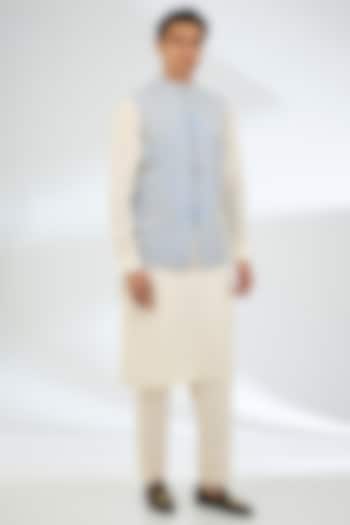 Blue Jeni Silk Bundi Jacket Set by Torani Men