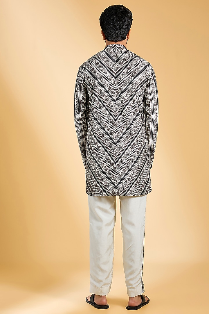 Black Jeni Silk Bundi Jacket Set by Torani Men at Pernia's Pop Up Shop