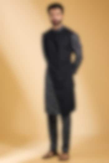 Black Jeni Silk Kurta Set by Torani Men at Pernia's Pop Up Shop