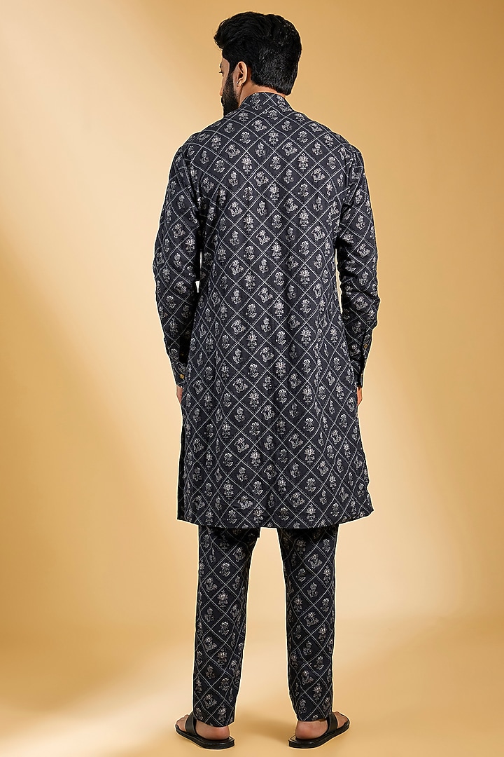Black Jeni Silk Kurta Set by Torani Men at Pernia's Pop Up Shop