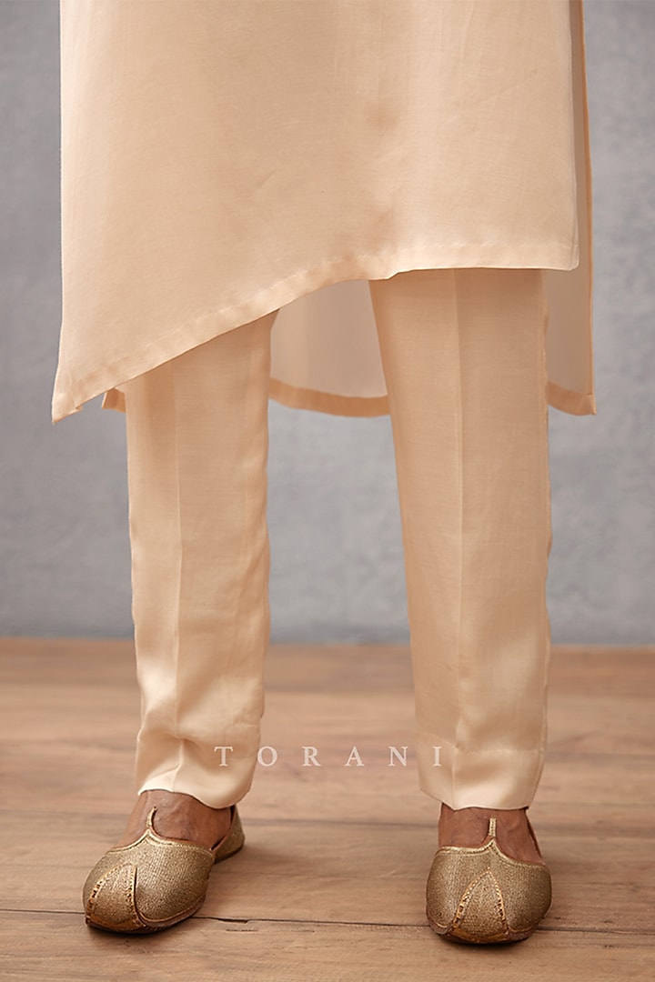 Ivory Cotton Silk & Modal Satin Hand Embroidered Bundi Set by Torani Men at Pernia's Pop Up Shop