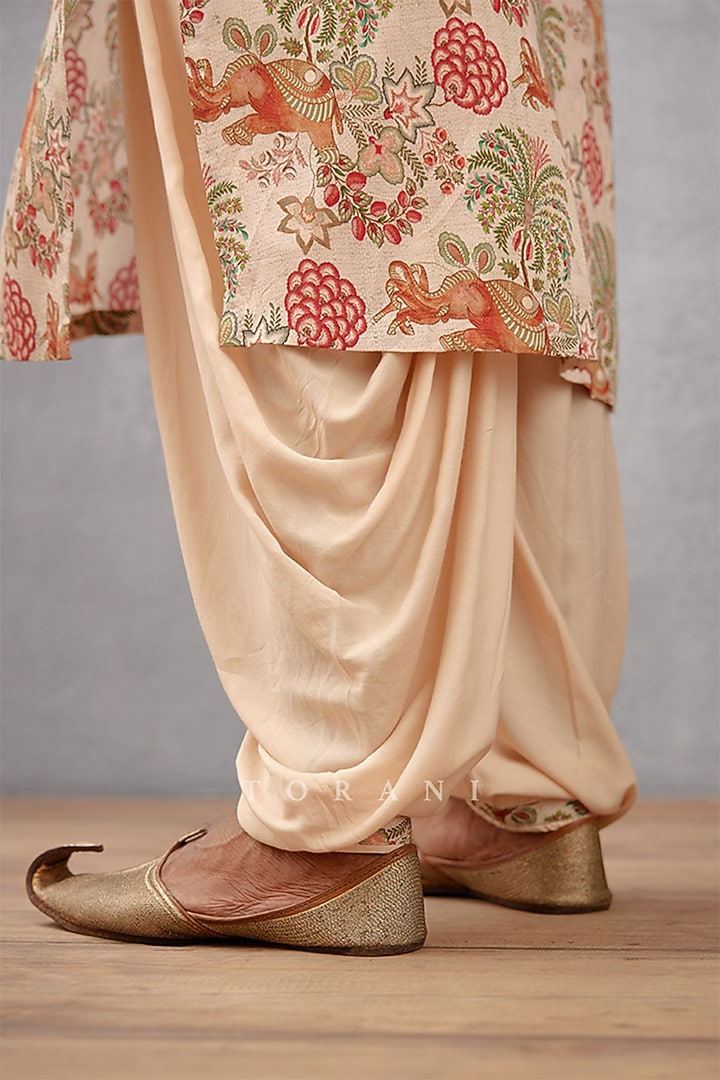 Beige Cotton Silk Digital Printed Kurta Set by Torani Men at Pernia's Pop Up Shop