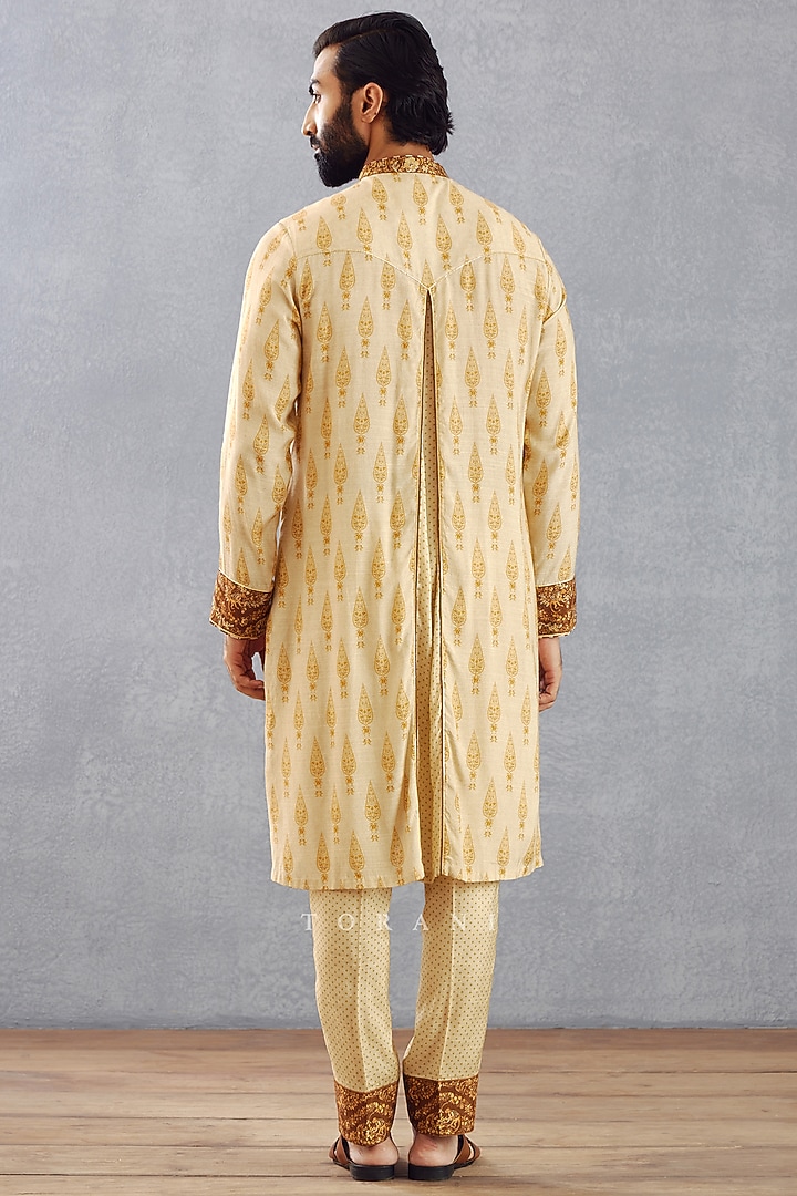 Brown Cotton Silk & Cotton Voile Digital Printed Kurta Set by Torani Men at Pernia's Pop Up Shop