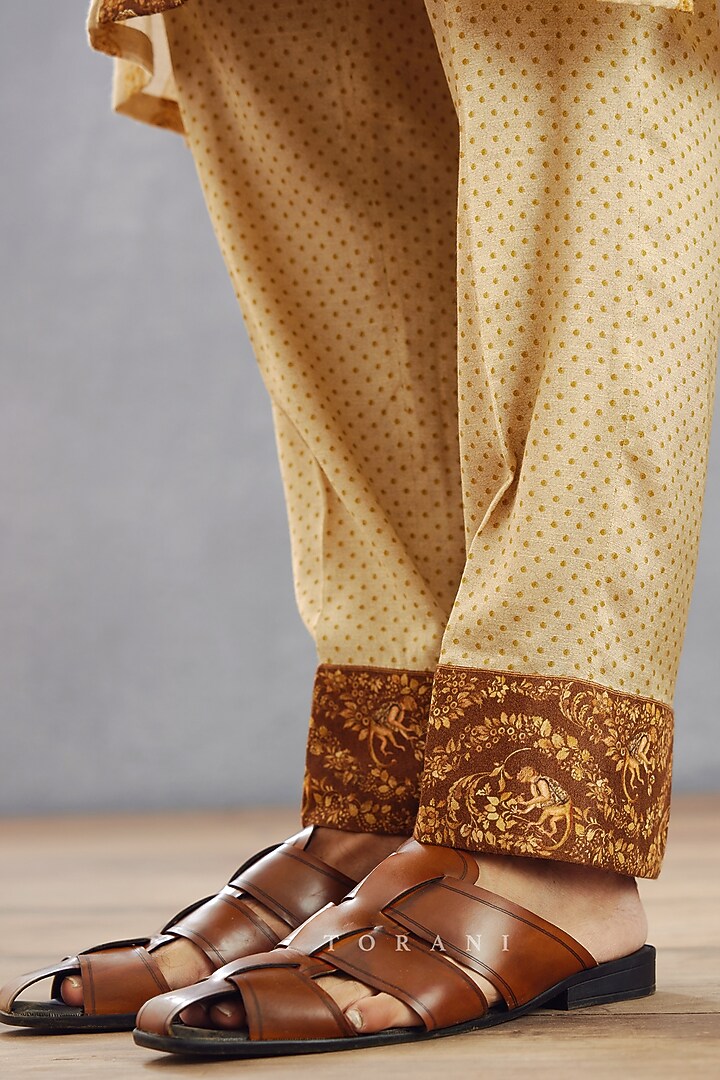 Brown Cotton Silk & Cotton Voile Digital Printed Kurta Set by Torani Men at Pernia's Pop Up Shop