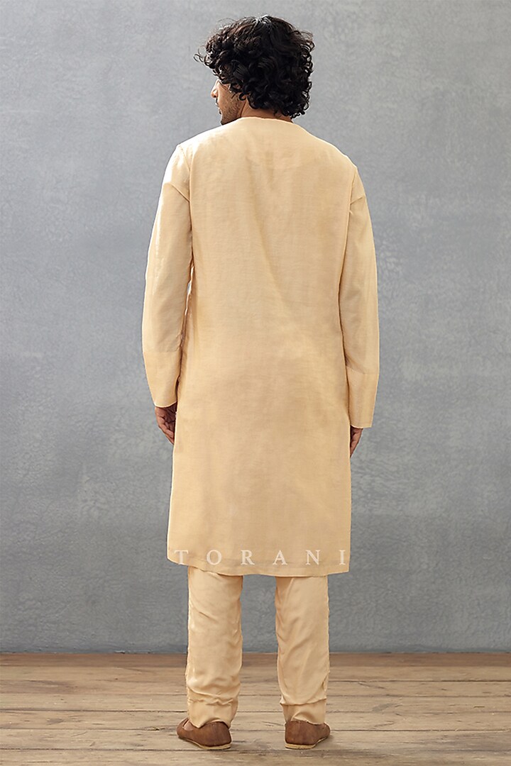 Beige Cotton Silk & Handwoven Chanderi Digital Printed Bundi Set by Torani Men at Pernia's Pop Up Shop