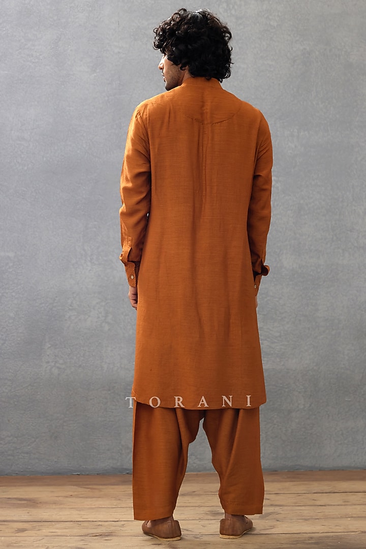 Brown Cotton Silk & Raw Silk Digital Printed Wedding Indowestern Set by Torani Men at Pernia's Pop Up Shop