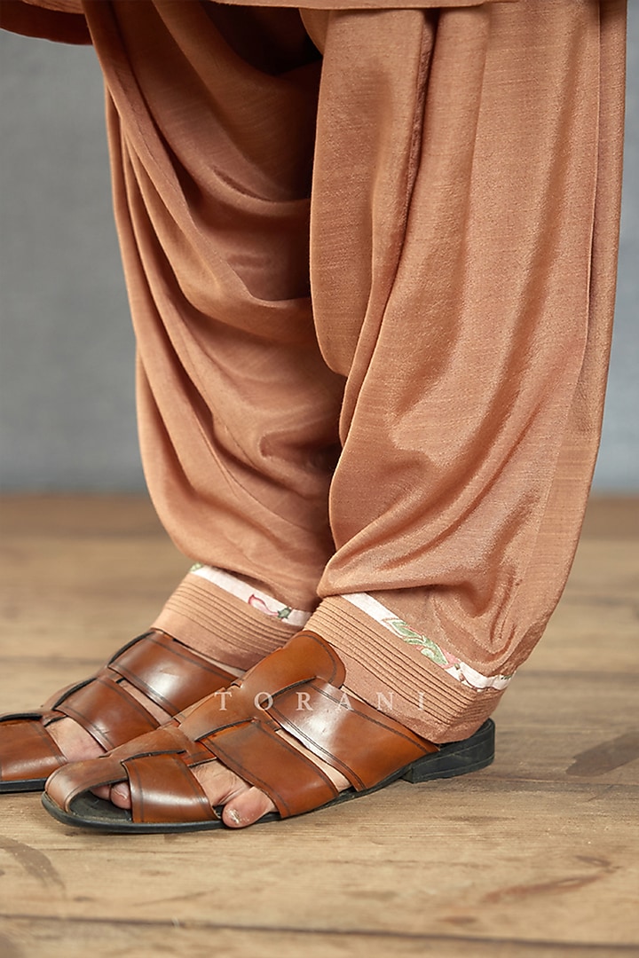 Pink Cotton Silk & Handwoven Chanderi Digital Printed Bundi Set by Torani Men at Pernia's Pop Up Shop