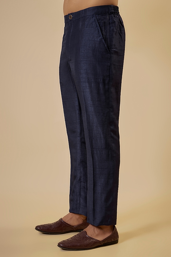 Blue Cotton Silk & Slub Silk Embroidered Groom Sherwani Set by Torani Men at Pernia's Pop Up Shop