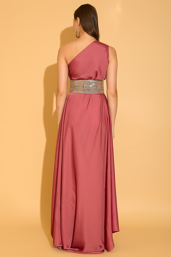 Coral Rose Satin Georgette Cowl Summer Dress by TORQADORN at Pernia's Pop Up Shop