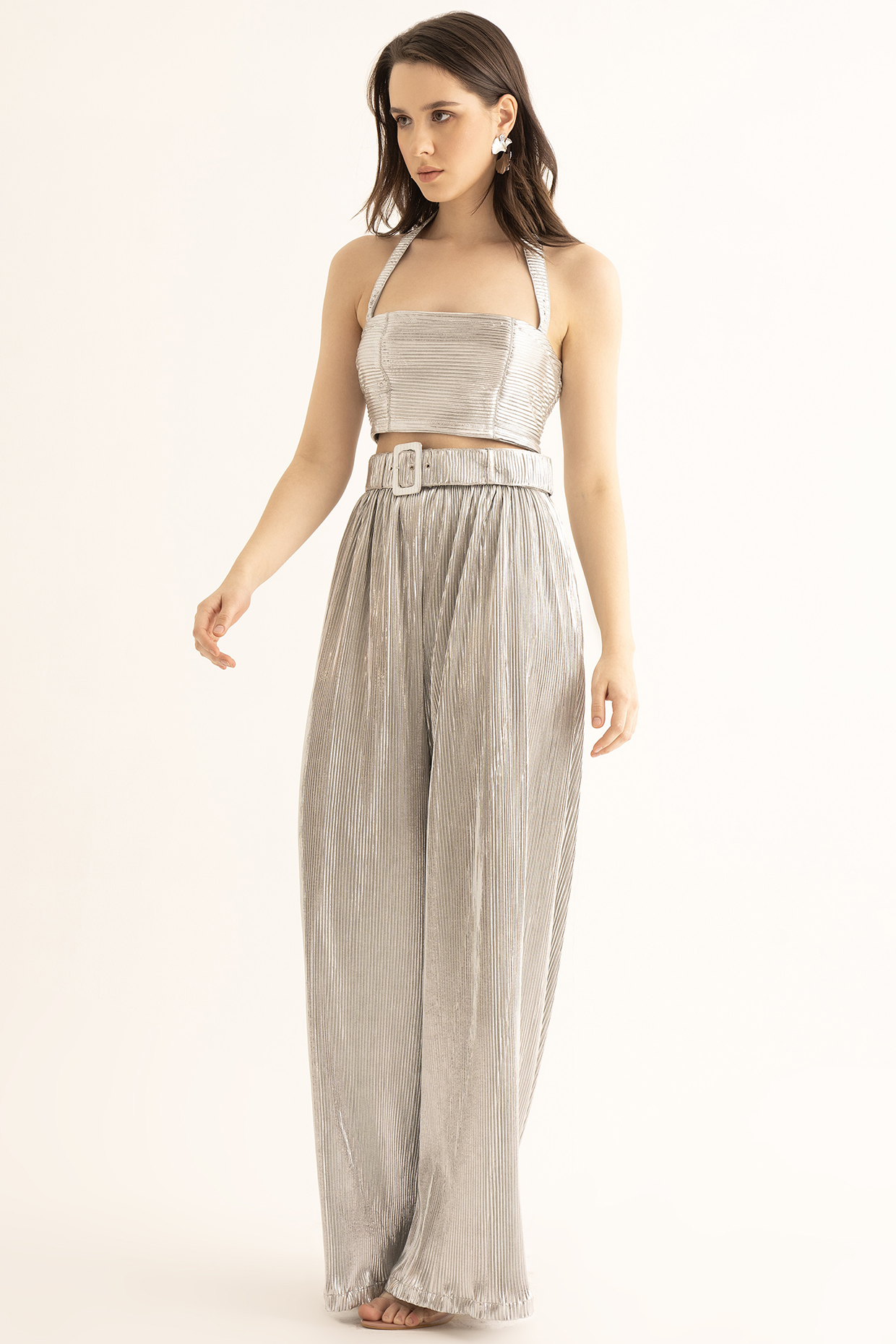 Silver Lycra Shimmer Co-Ord Set by TORQADORN at Pernia's Pop Up Shop