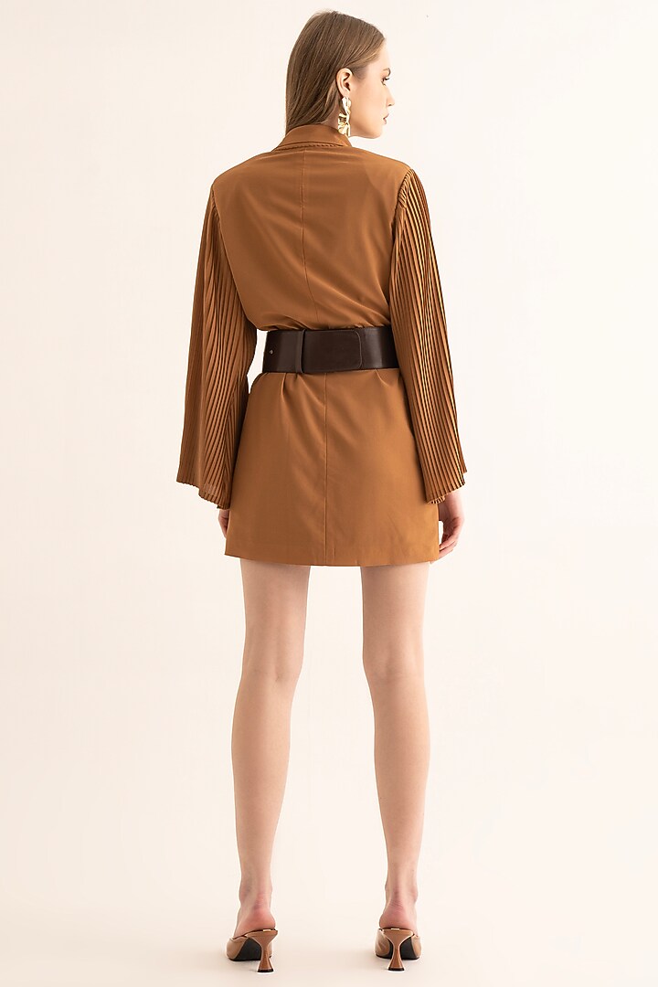 Sand Beige Lycra Mini Blazer Summer Dress by TORQADORN at Pernia's Pop Up Shop