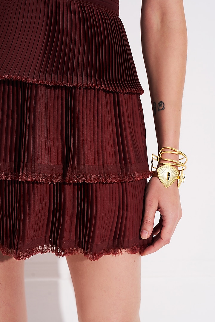 Rust Satin Georgette Blend Overlapped Summer Dress by TORQADORN at Pernia's Pop Up Shop