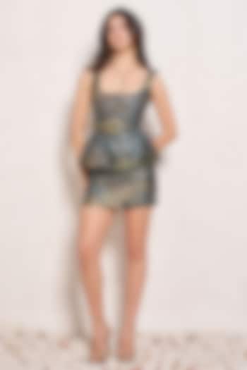 Green Jacquard Skirt Set by TORQADORN at Pernia's Pop Up Shop